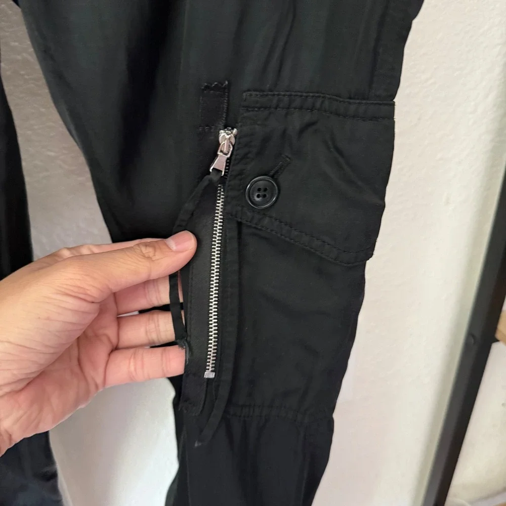 AMBIENTE black cargo slim straight leg lagenlook cropped‎ pants